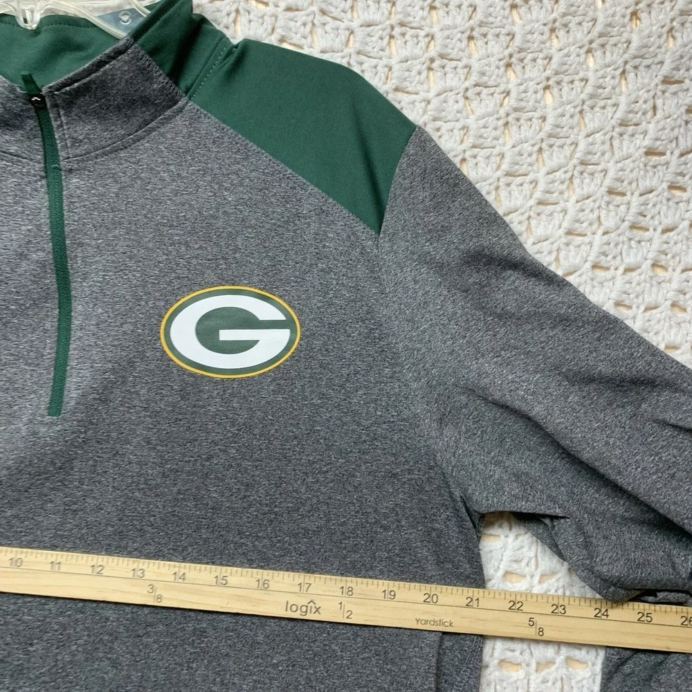 Green Bay Packers 1/4 Zip Pullover Shirt Mens Sz‎ L NFL Team Apparel Gray